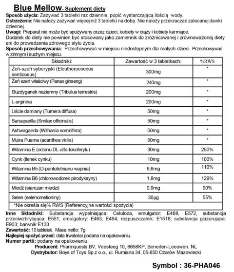 Blue Mellow - Stimulating Capsules Pharmquests