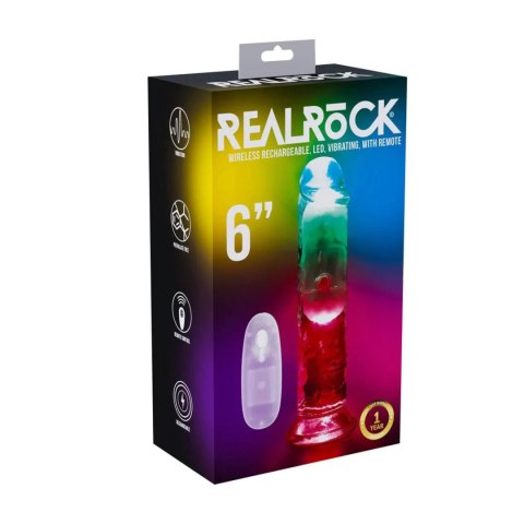 LED Vibrating Straight Cock - 15 cm - Transparent RealRock