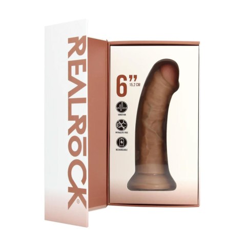 Vibrating Regular Curved Cock - 15,5 cm - Tan RealRock