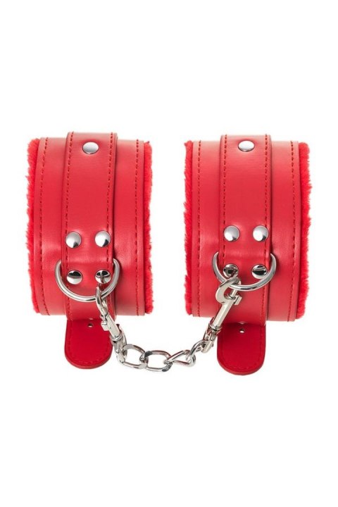 Anonymo handcuffs, PU leather, red, 27 cm Anonymo by TOYFA