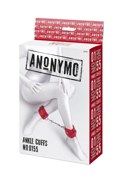Anonymo handcuffs, PU leather, red, 27 cm Anonymo by TOYFA