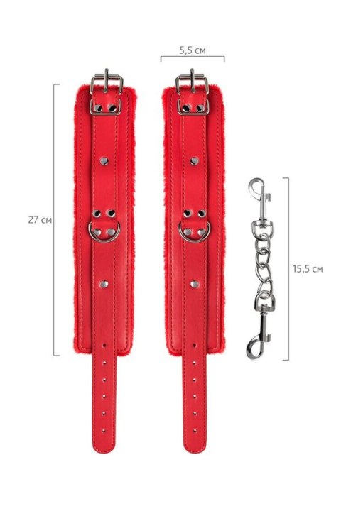Anonymo handcuffs, PU leather, red, 27 cm Anonymo by TOYFA