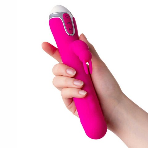JOS BALLE, Vibrator with clitoral stimulator with moving balls, silicone, pink, 23 cm JOS