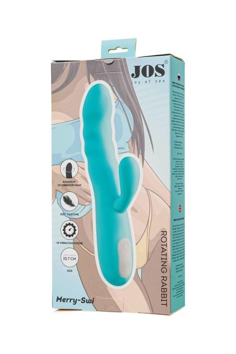 JOS Vibrator-rotator with clitoral stimulation JOS MERRY-SWI, silicone, blue, 20.7 cm JOS