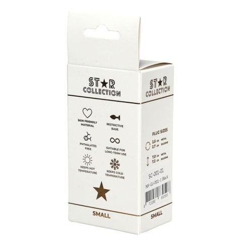 Star Collection - Black Silicone Anal Plug S - Clear Stone Star Collection