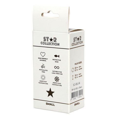 Star Collection - Black Silicone Anal Plug S - Light Blue Stone Star Collection