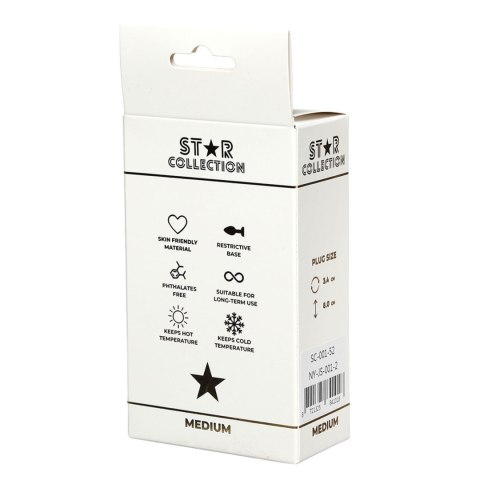 Star Collection - Silver Metal Anal Plug M - Pink Stone Star Collection