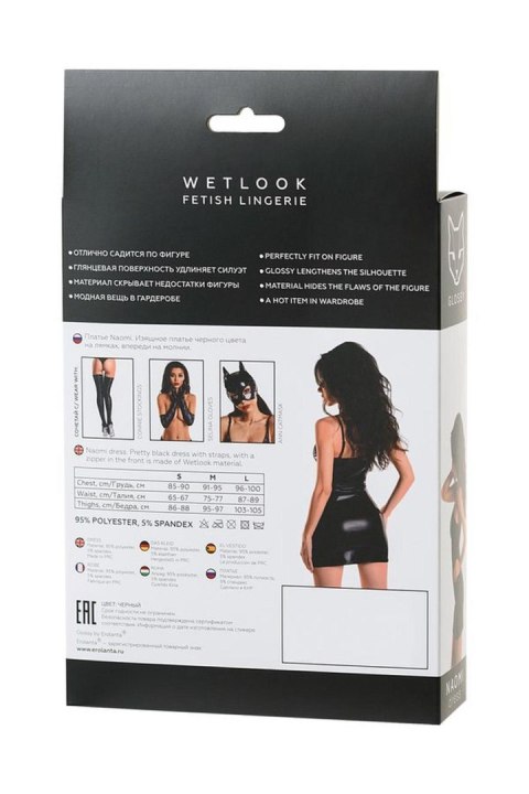 Wetlook black dress NAOMI - black L Glossy