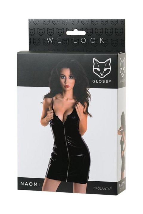 Wetlook black dress NAOMI - black S Glossy