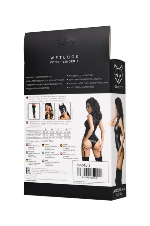 Wetlook body Adriana - black XL Glossy