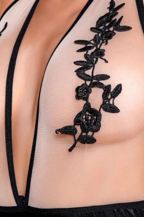 Wetlook body dress KIARA - black L Glossy