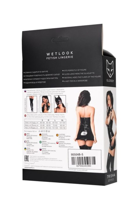 Wetlook dress Trisha - black L Glossy