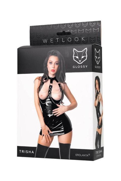 Wetlook dress Trisha - black XL Glossy