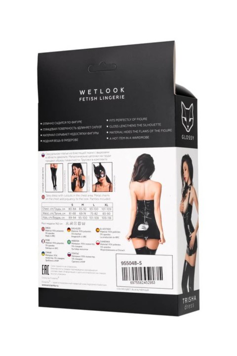 Wetlook dress Trisha - black XL Glossy