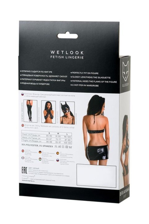 Wetlook shiny set BRIANNA - black XL Glossy