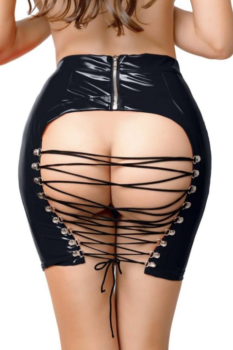 Wetlook skirt Leanne - black L Glossy