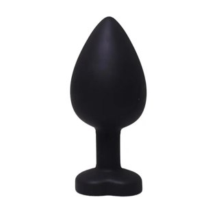 Black large heart-shaped butt plug with white crystal Fantasy