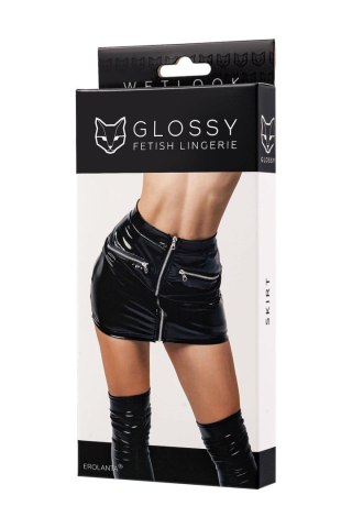 Glossy Billie, skirt, wetlook, black, L Glossy