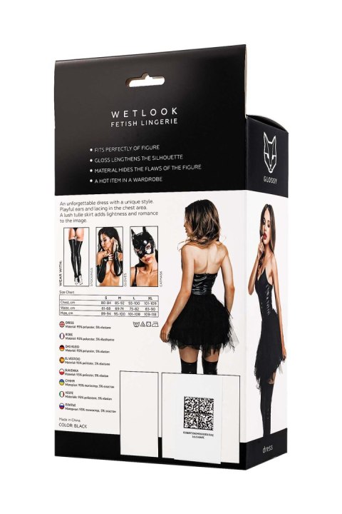 Glossy Elisia, dress, wetlook, black, L Glossy