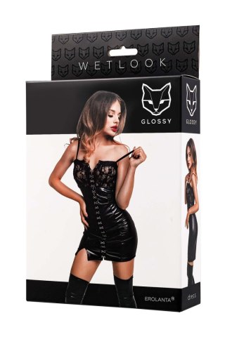Glossy Nelly, dress, wetlook, black, L Glossy