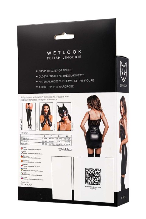 Glossy Nelly, dress, wetlook, black, L Glossy