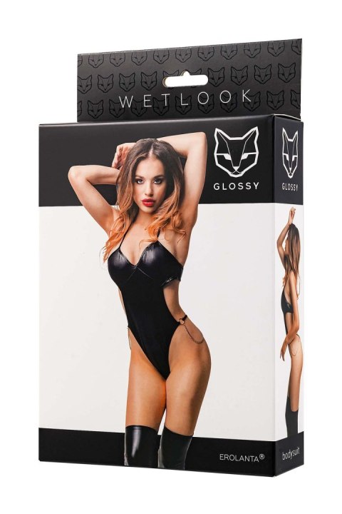 Glossy Reina, bodysuit, wetlook, black, L Glossy