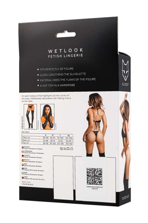 Glossy Reina, bodysuit, wetlook, black, M Glossy