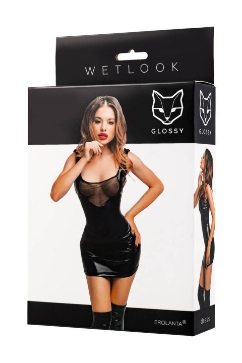 Glossy Rimma, dress, wetlook, black, M Glossy