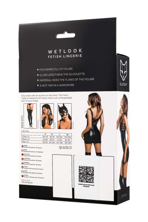 Glossy Rimma, dress, wetlook, black, M Glossy