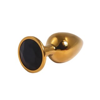 Gold Small Butt Plug with Black Diamond Fantasy