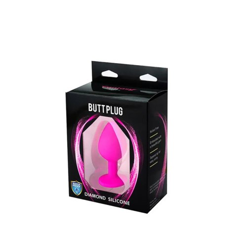 Pink medium butt plug with white crystal Fantasy