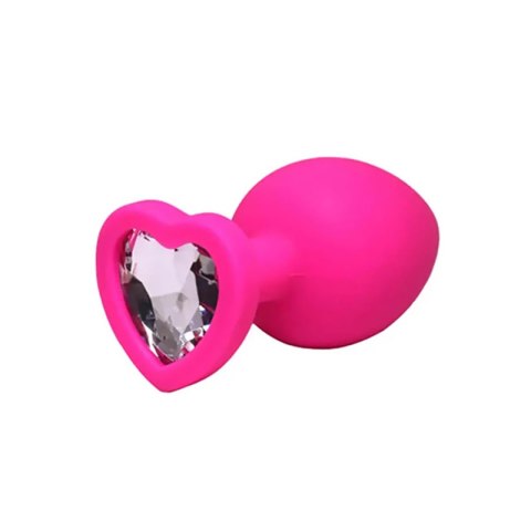 Pink small heart-shaped butt plug with white crystal Fantasy