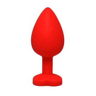 Red large heart-shaped butt plug with white crystal Fantasy