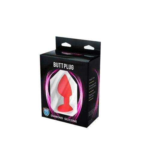 Red medium butt plug with white crystal Fantasy