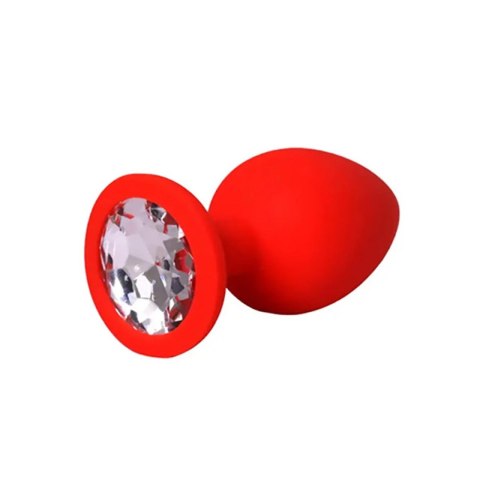 Red small butt plug with white crystal Fantasy