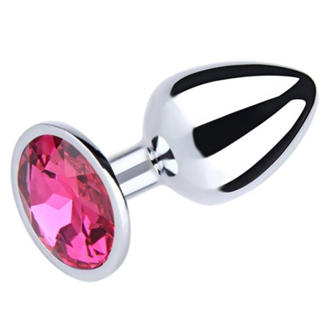 Silver Large Butt Plug with Pink Diamond Fantasy