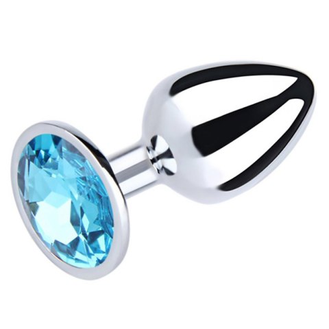Silver Medium Butt Plug with Blue Diamond Fantasy