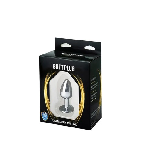 Silver Small Butt Plug with Black Diamond Fantasy