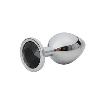 Silver Small Butt Plug with Black Diamond Fantasy