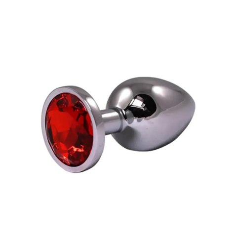 Silver Small Butt Plug with Red Diamond Fantasy