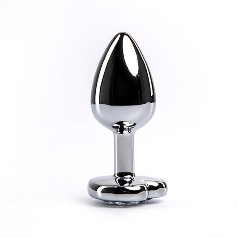 Silver medium heart-shaped butt plug with white crystal Fantasy