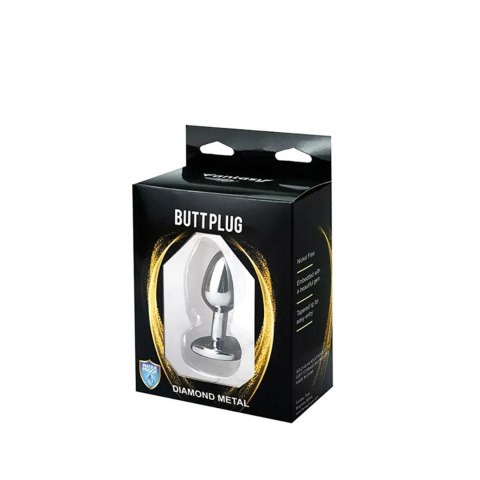 Silver small heart-shaped butt plug with black crystal Fantasy