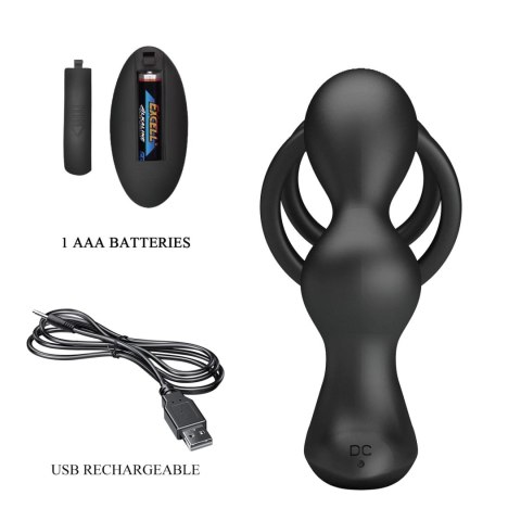 MR PLAY - VIBRATING ANAL PLUG with RING - Remote Control 12 functions Mr. Play