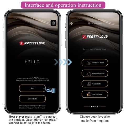 PRETTY LOVE - Nymph, 12 vibration functions Mobile APP Long-distance Control, ABS, 1 AAA battery Pretty Love