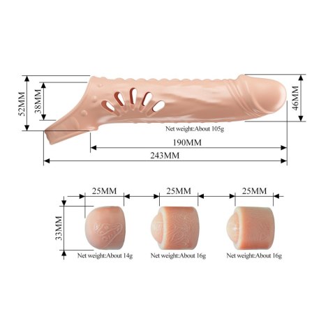 PRETTY LOVE - PENIS SLEEVE, TPE,3 removeable 1 inch extenders Pretty Love
