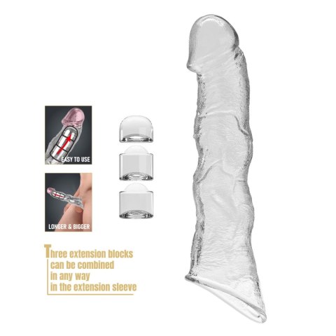 Pretty Love Extension Penis Sleeve with Modular Length Blocks Clear - 28 cm Pretty Love