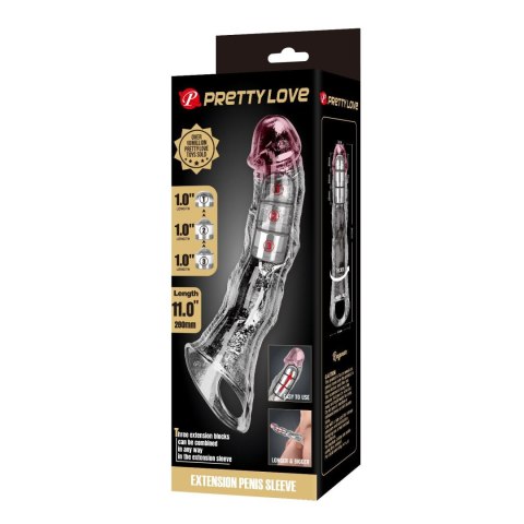 Pretty Love Extension Penis Sleeve with Modular Length Blocks Clear - 28 cm Pretty Love