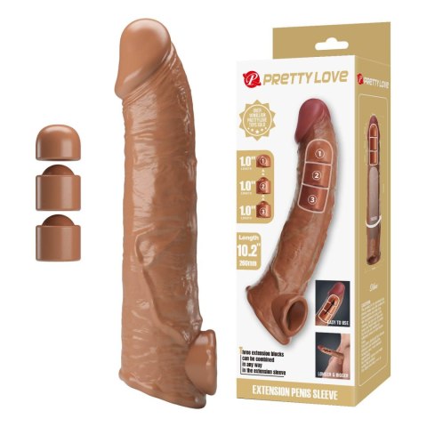 Pretty Love Extension Penis Sleeve with Modular Length Blocks - Dark Brown - 26 cm Pretty Love