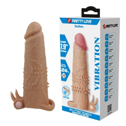 Pretty Love Quillon - 20 cm Vibrating Penis Sleeve Natural Pretty Love