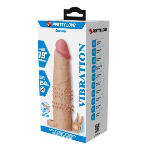 Pretty Love Quillon - 20 cm Vibrating Penis Sleeve Natural Pretty Love